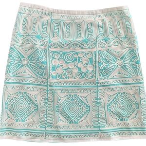 Etcetera Women’s Skirt Size 16 Turquoise Aqua White Soutache Lined